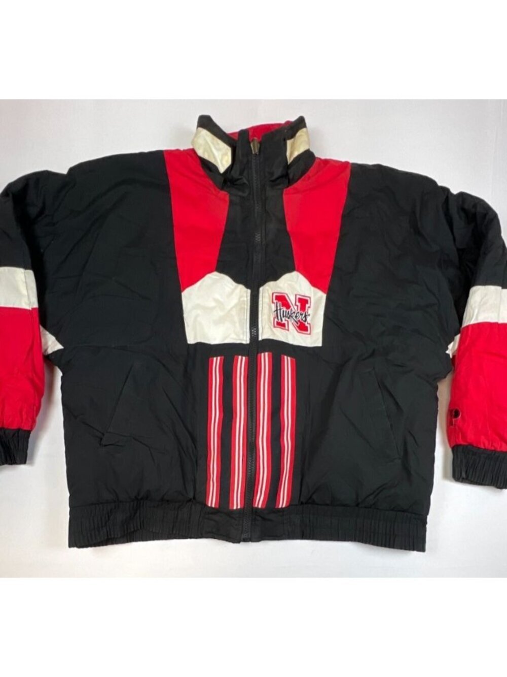 Vintage 90s Nebraska Huskers Pro Player Reversible Puffer Jacket Red Black Mens